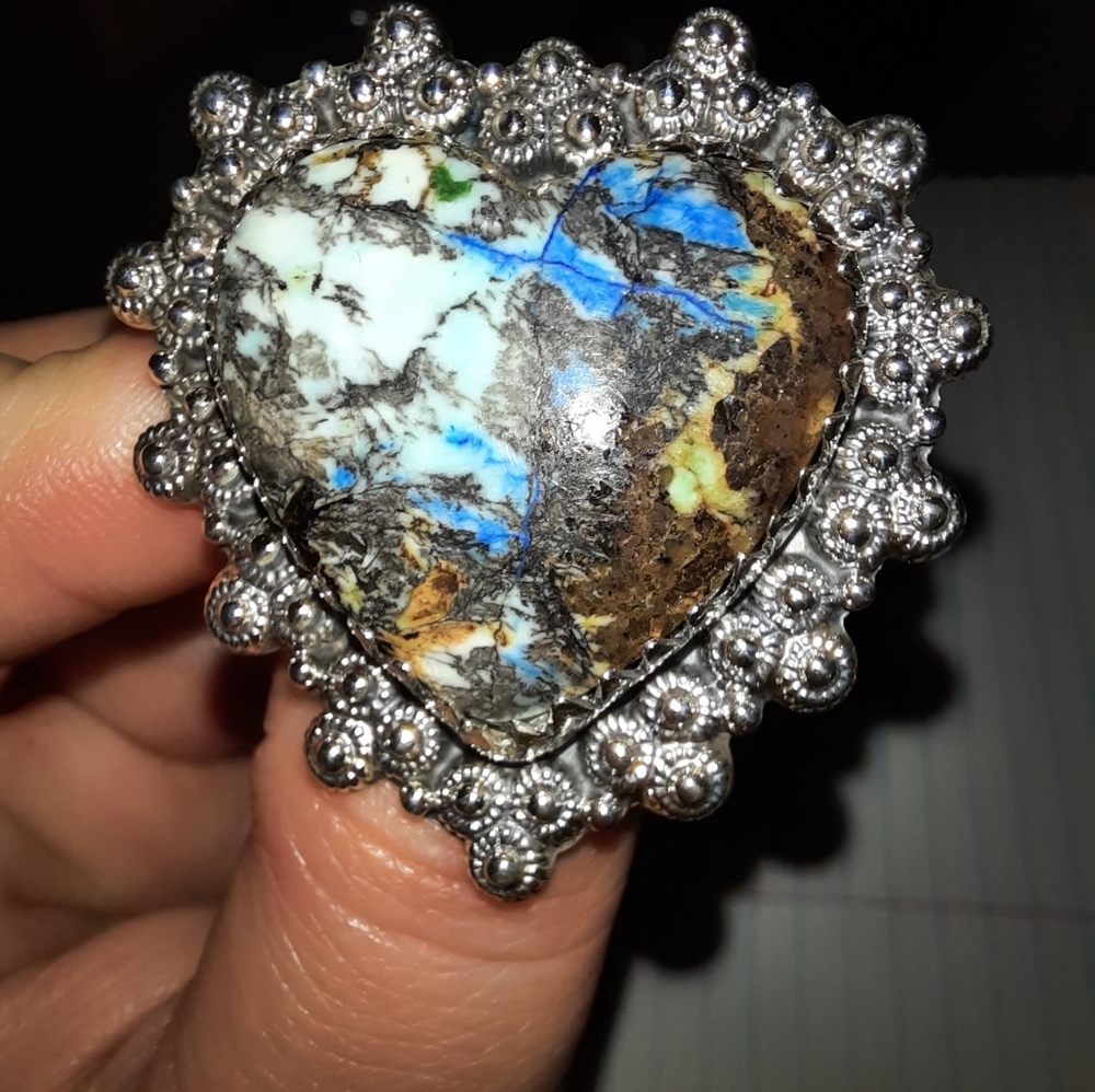 925 Sterling Silver Genuine Russian Azurite Ring